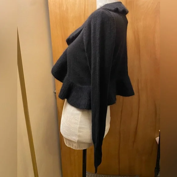 WHBM NWT Wool Rabbit Blend Ruffle Shrug Sweater Cardigan Bolero - Sz M - Picture 2 of 14